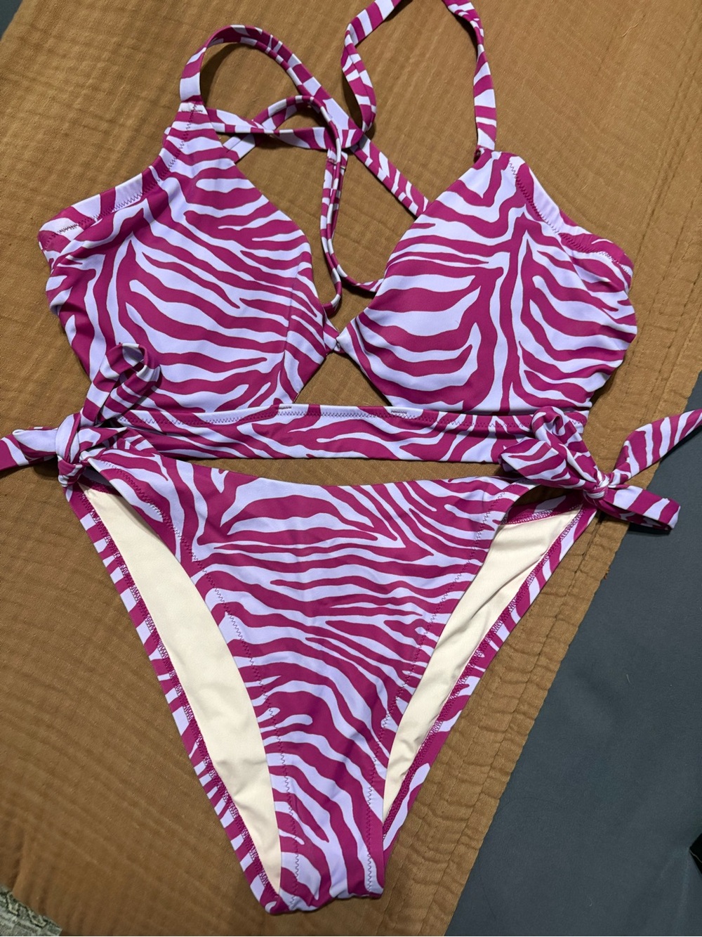 Shade & Shore Magenta and Light purple Zebra-Print Bikini